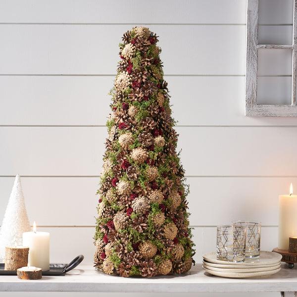 Gdf Studio Artificial Pre Decorated Pinecone Tabletop Christmas Tree