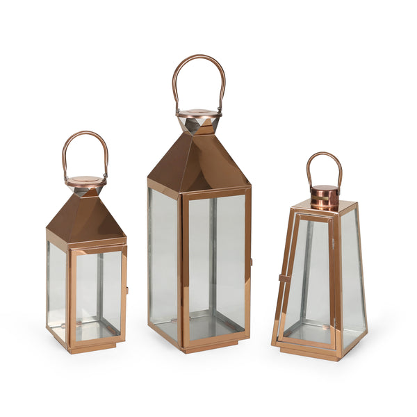 Gdf Studio Asael Modern Stainless Steel Lantern Set