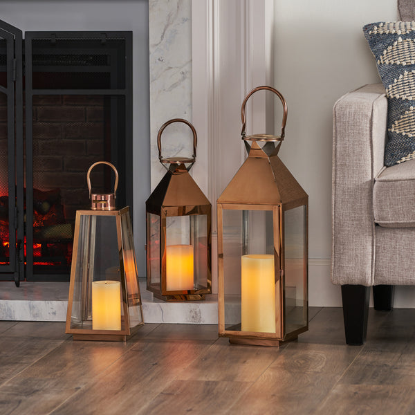 gdf studio Asael Modern Stainless Steel Lantern Set