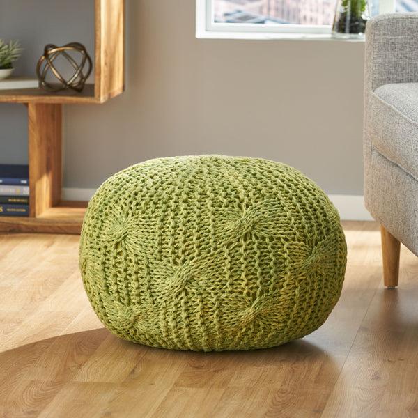 Gdf Studio Ash Outdoor Handcrafted Modern Fabric Weave Pouf