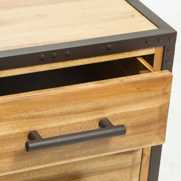 Gdf Studio Ashlar Industrial Two-Drawer Natural Finish Acacia Wood Night Stand
