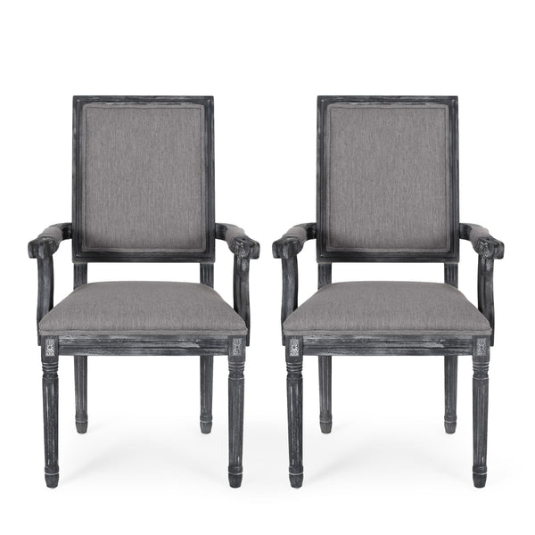 Gdf Studio Ashlyn French Country Fabric Upholstered Wood Dining Chairs Set Of 2