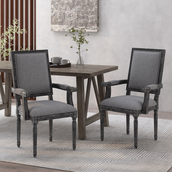 Gdf Studio Ashlyn French Country Fabric Upholstered Wood Dining Chairs Set Of 2