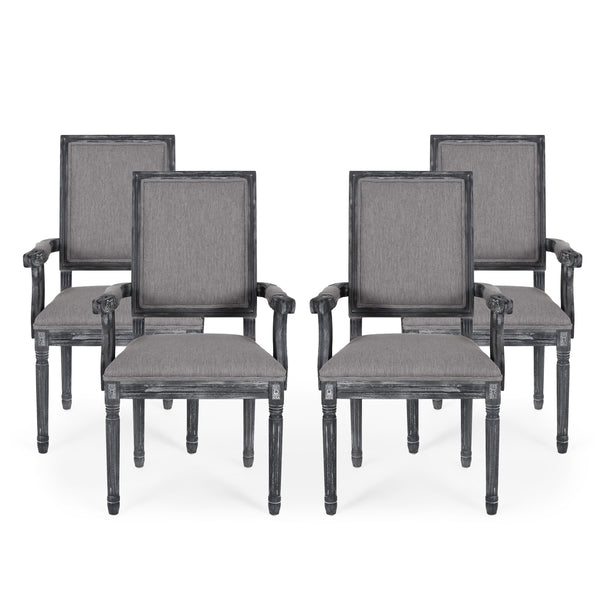 Gdf Studio Ashlyn French Country Fabric Upholstered Wood Dining Chairs Set Of 4