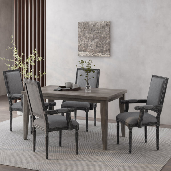 Gdf Studio Ashlyn French Country Fabric Upholstered Wood Dining Chairs Set Of 4