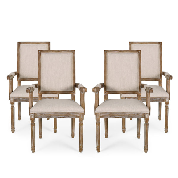 gdf studio Ashlyn French Country Fabric Upholstered Wood Dining Chairs Set of 4