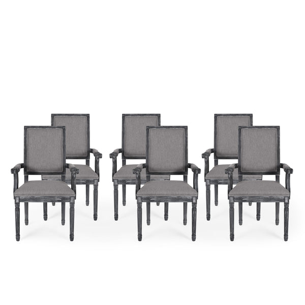 Gdf Studio Ashlyn French Country Fabric Upholstered Wood Dining Chairs Set Of 6