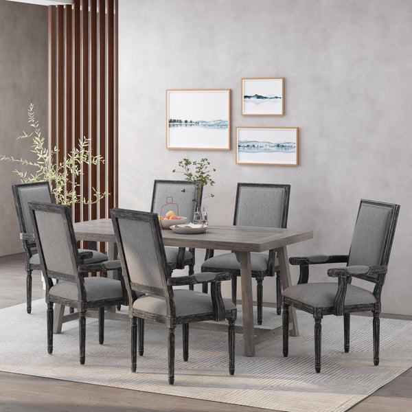 Gdf Studio Ashlyn French Country Fabric Upholstered Wood Dining Chairs Set Of 6