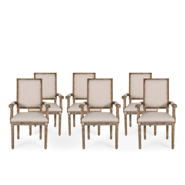 gdf studio Ashlyn French Country Fabric Upholstered Wood Dining Chairs Set of 6