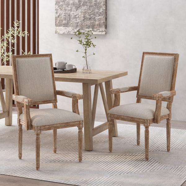 gdf studio Ashlyn French Country Fabric Upholstered Wood Dining Chairs Set of 2