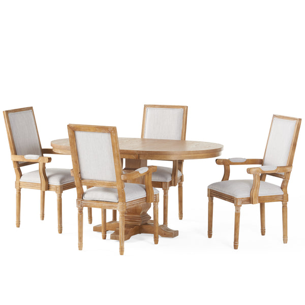 Gdf Studio Ashlyn French Country Wood 5-Piece Expandable Dining Set
