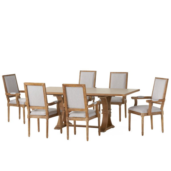 Gdf Studio Ashlyn French Country Wood 7-Piece Expandable Dining Set