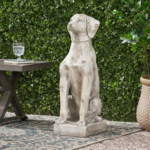 Gdf Studio Ashtabula Outdoor Dog Garden Statue Antique White