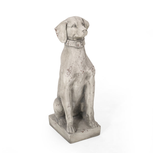 gdf studio Ashtabula Outdoor Dog Garden Statue Antique White
