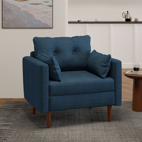 Gdf Studio Ashuelot Mid Century Modern Fabric Tufted Club Chair With Accent Pillows