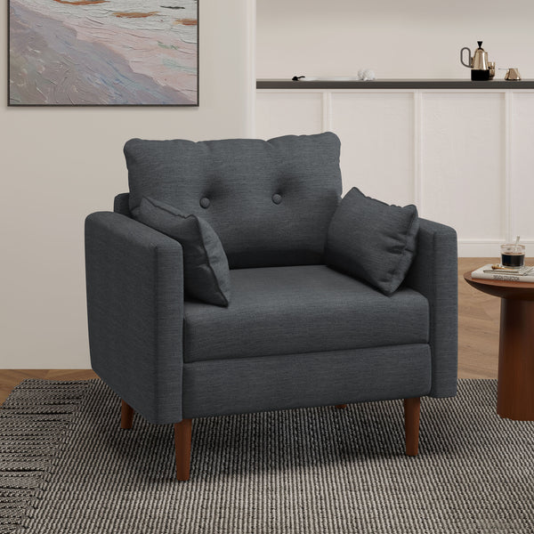 gdf studio Ashuelot Mid Century Modern Fabric Tufted Club Chair with Accent Pillows