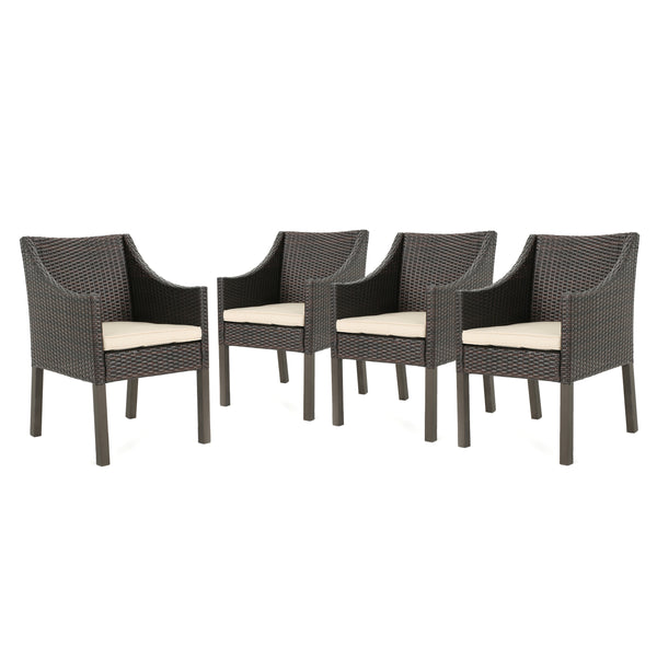 gdf studio Aspen Outdoor Wicker Dining Chairs with Water Resistant Cushions (Set of 4)