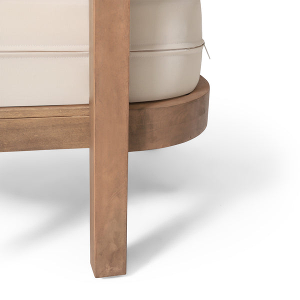 Gdf Studio Aston Outdoor Acacia Wood 3 Piece Chat Set With Cushions Beige And Brown Wash