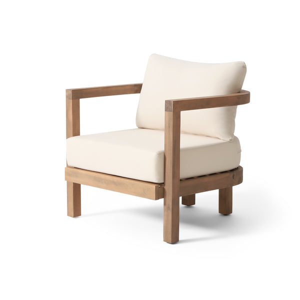 gdf studio Aston Outdoor Acacia Wood Club Chair with Cushions