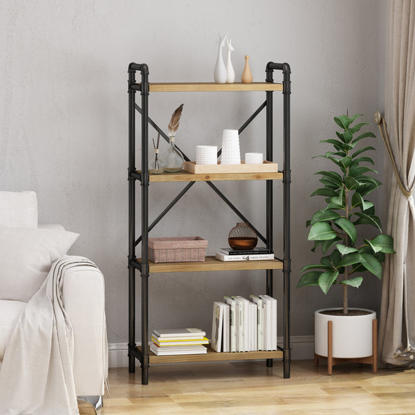 Gdf Studio Astrid Industrial Pipe Design 4-Shelf Etagere Bookcase