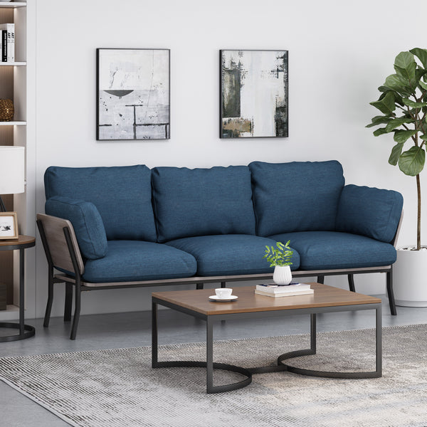 Gdf Studio Athea Mid-Century Modern 3 Seater Wood Frame Sofa