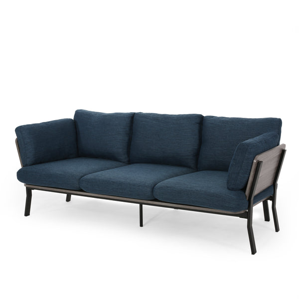 Gdf Studio Athea Mid-Century Modern 3 Seater Wood Frame Sofa