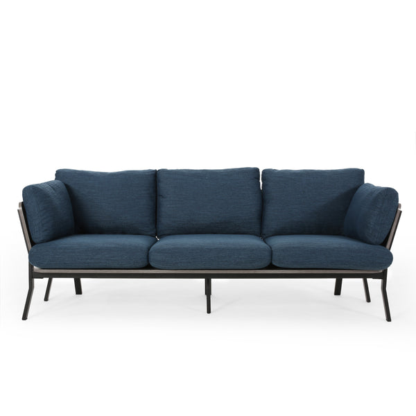 gdf studio Athea Mid-Century Modern 3 Seater Wood Frame Sofa