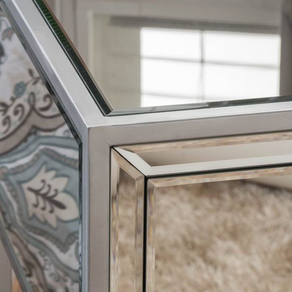 Gdf Studio Athena Mirrored Silver 1 Drawer Side Table