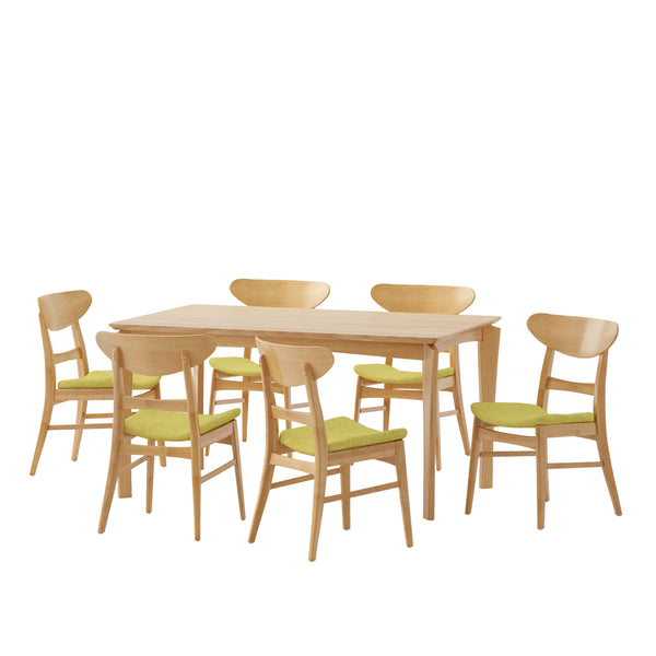 Gdf Studio Atherton Wood And Fabric 7 Piece Dining Set