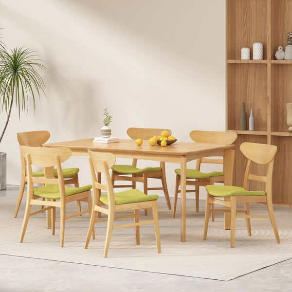 Gdf Studio Atherton Wood And Fabric 7 Piece Dining Set