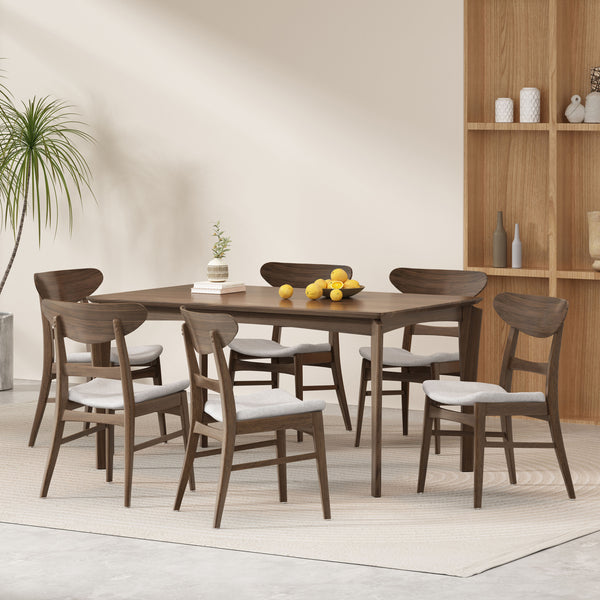 gdf studio Atherton Wood and Fabric 7 Piece Dining Set