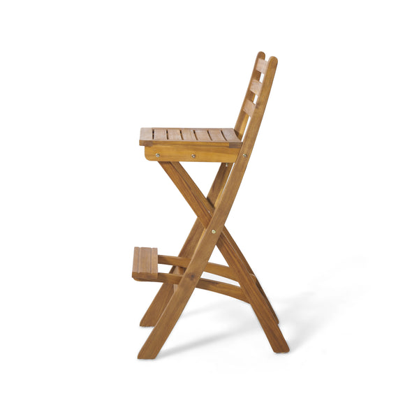 Gdf Studio Atlantic Outdoor 30-Inch Foldable Acacia Wood Bar Stool