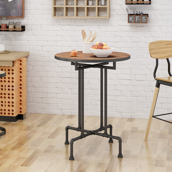 Gdf Studio Atmos Industrial Faux Wood Bar Table Dark Brown