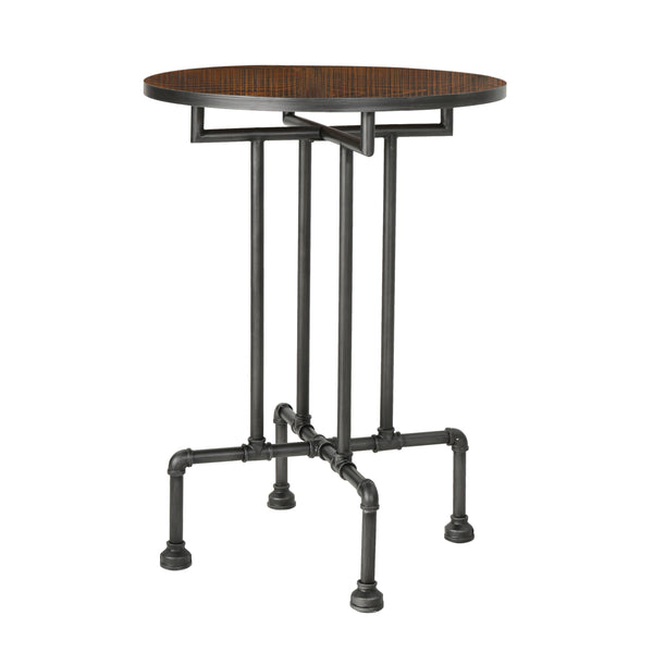 gdf studio Atmos Industrial Faux Wood Bar Table Dark Brown