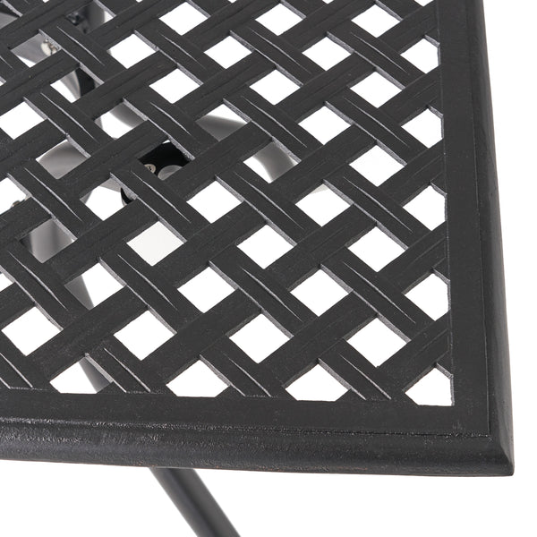 Gdf Studio Auberge Oudoor Patio Black Cast Aluminum Square Table
