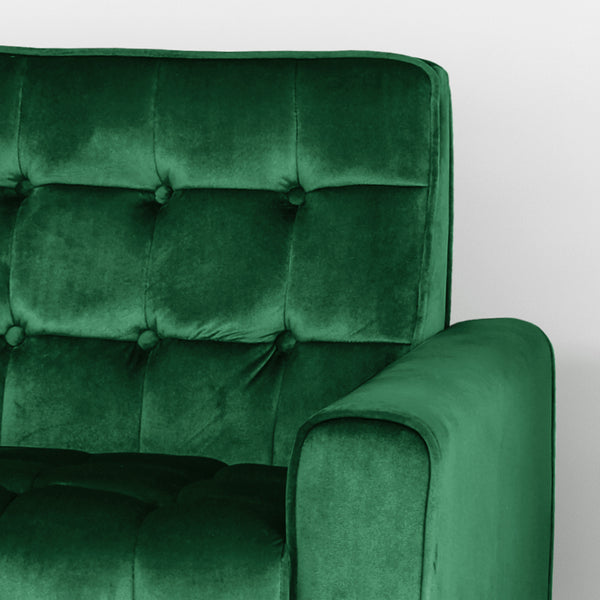 Gdf Studio Aubrie Tufted Velvet Loveseat With Gold Tipped Tapered Legs