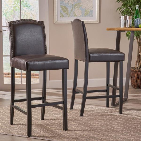 Gdf Studio Auburn 30-Inch Brown Leather Backed Barstool (Set Of 2)
