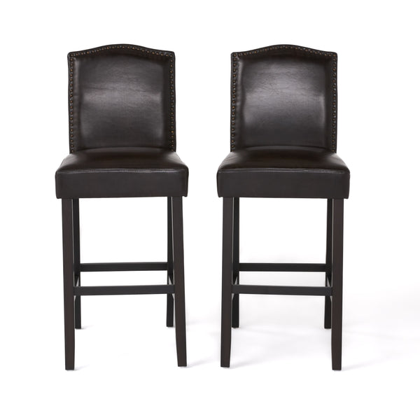 gdf studio Auburn 30-Inch Brown Leather Backed Barstool (Set of 2)
