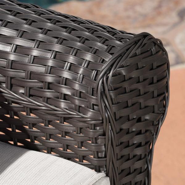 Gdf Studio Augusta Outdoor 3 Piece Wicker Rocker And Gas Firepit Set