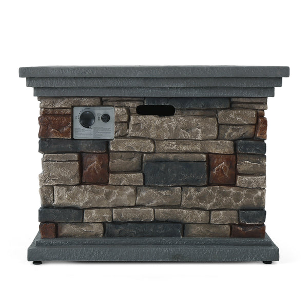 Gdf Studio Augusta Outdoor 5 Piece Wicker Rocker And Gas Firepit Set