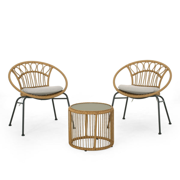 gdf studio Aurelius Outdoor 3 Piece Wicker Chat Set