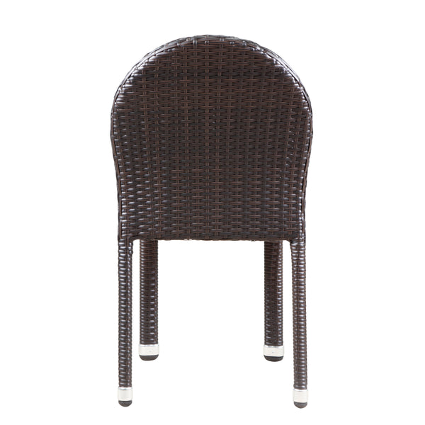 Gdf Studio Ava Outdoor Aluminum Frame Wicker Stackable Dining Chairs - Set Of 2