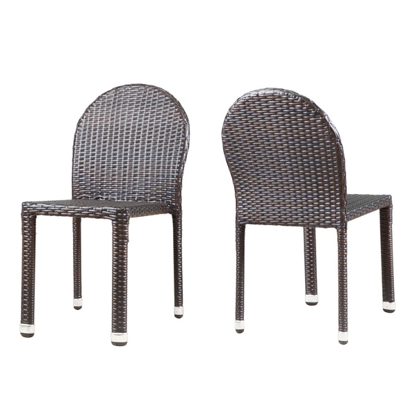 gdf studio Ava Outdoor Aluminum Frame Wicker Stackable Dining Chairs - Set of 2