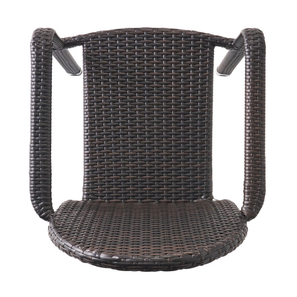 Gdf Studio Ava Outdoor Wicker Armed Stack Chairs With Aluminum Frame (Set Of 4)