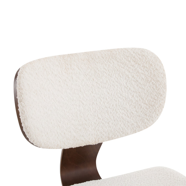 Gdf Studio Aval Modern Upholstered Boucle Side Chair White + Walnut