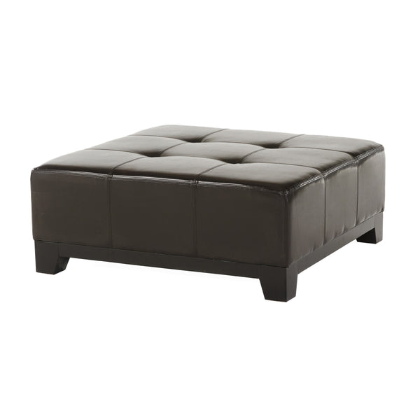gdf studio Avalon Button Tufted Espresso Leather Square Ottoman Coffee Table