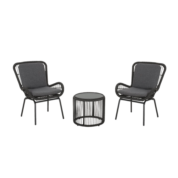 gdf studio Averyrose Outdoor Wicker Chat Set with Cushions