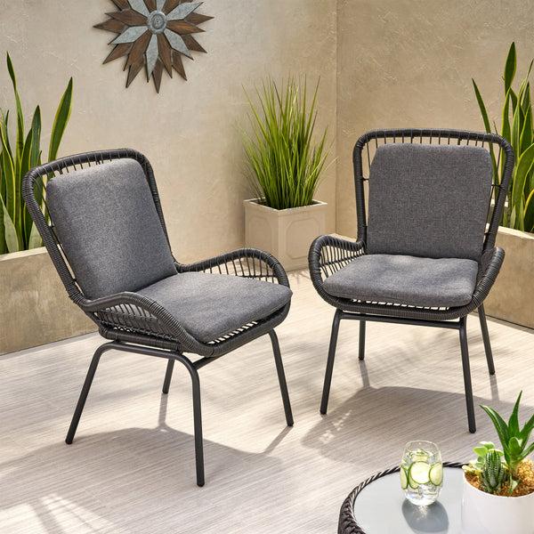 Gdf Studio Averyrose Outdoor Wicker Club Chair With Cushions (Set Of 2)