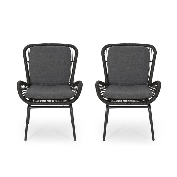 gdf studio Averyrose Outdoor Wicker Club Chair with Cushions (Set of 2)
