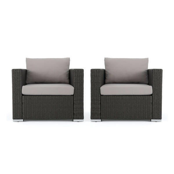 gdf studio Avianna Outdoor Wicker Club Chair with Cushions Set of 2